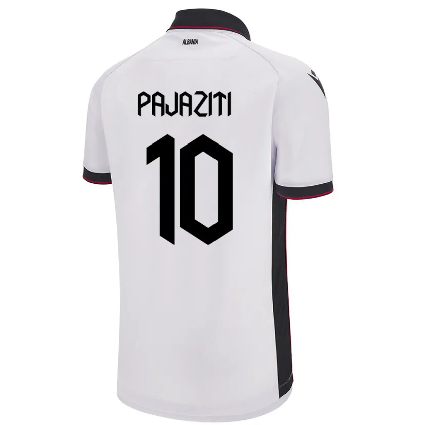 Danxen Donna Maglia Albania Adrion Pajaziti #10 Bianco Kit Gara Away 24-26 Maglietta