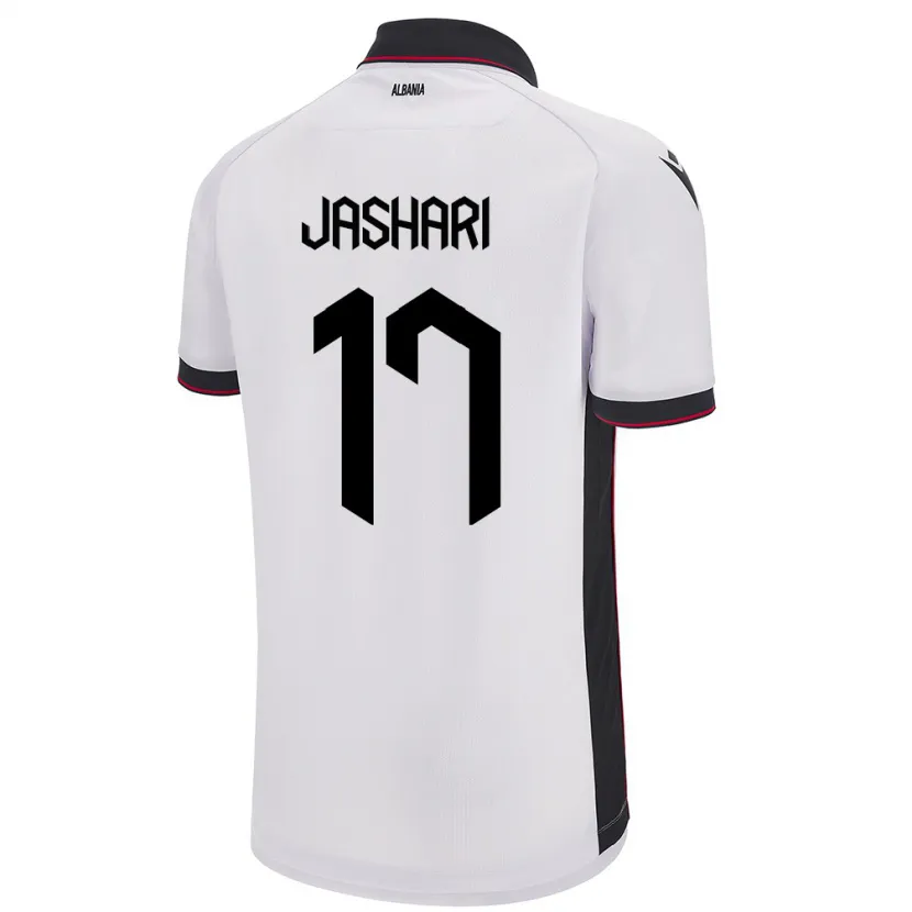 Danxen Donna Maglia Albania Elion Jashari #17 Bianco Kit Gara Away 24-26 Maglietta