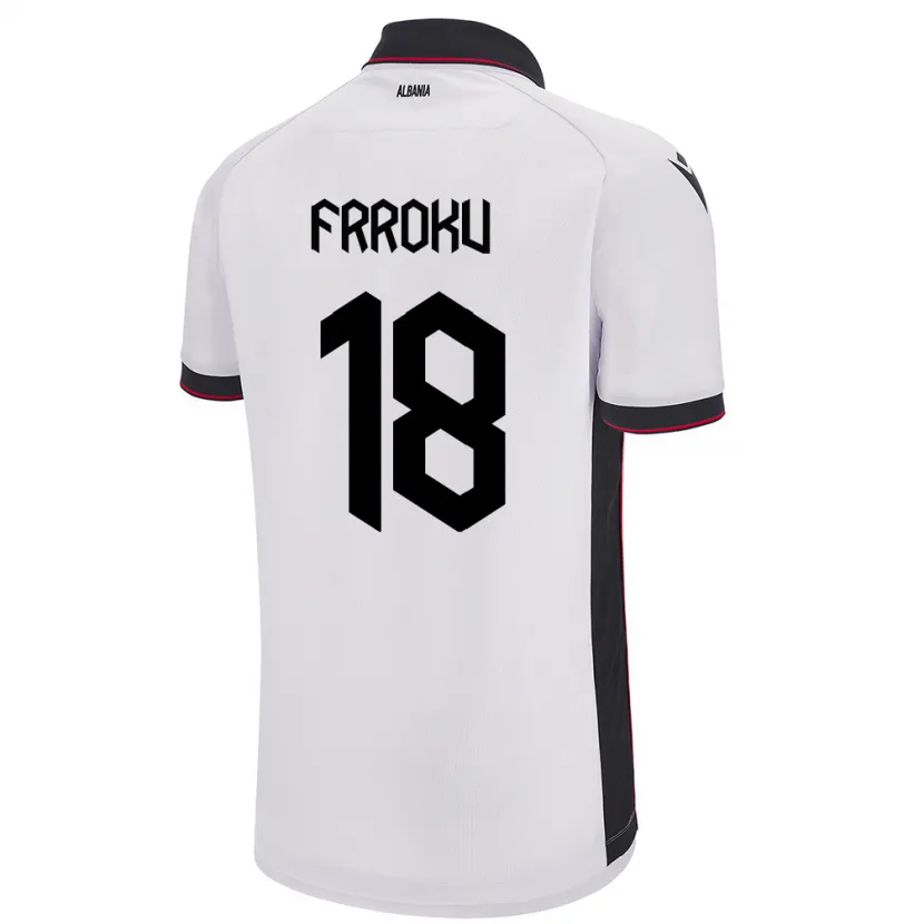 Danxen Donna Maglia Albania Leandro Frroku #18 Bianco Kit Gara Away 24-26 Maglietta