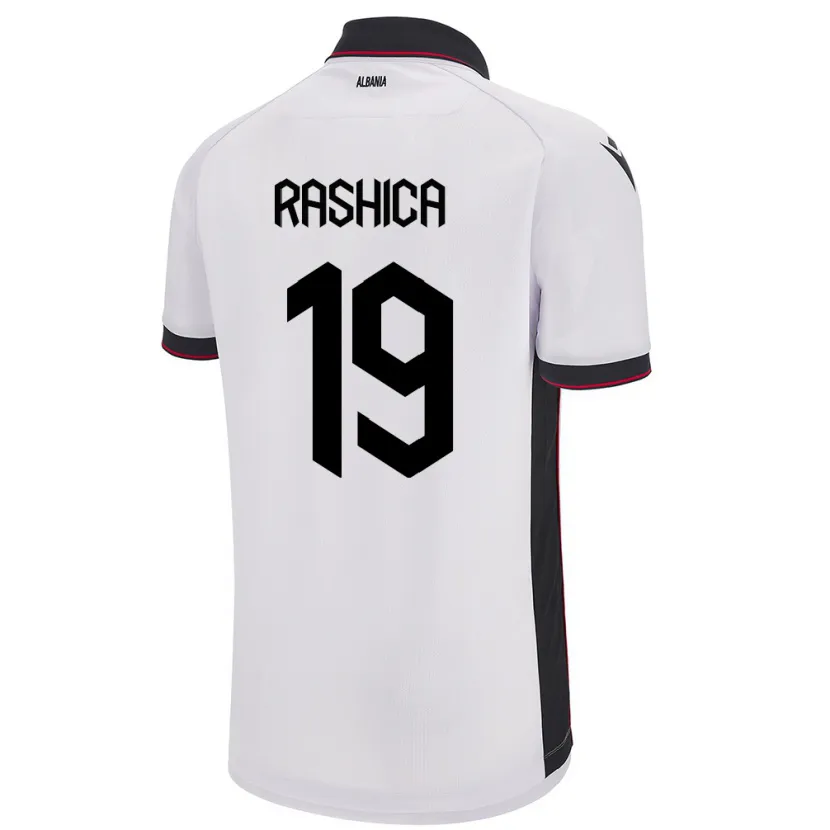 Danxen Donna Maglia Albania Ermir Rashica #19 Bianco Kit Gara Away 24-26 Maglietta