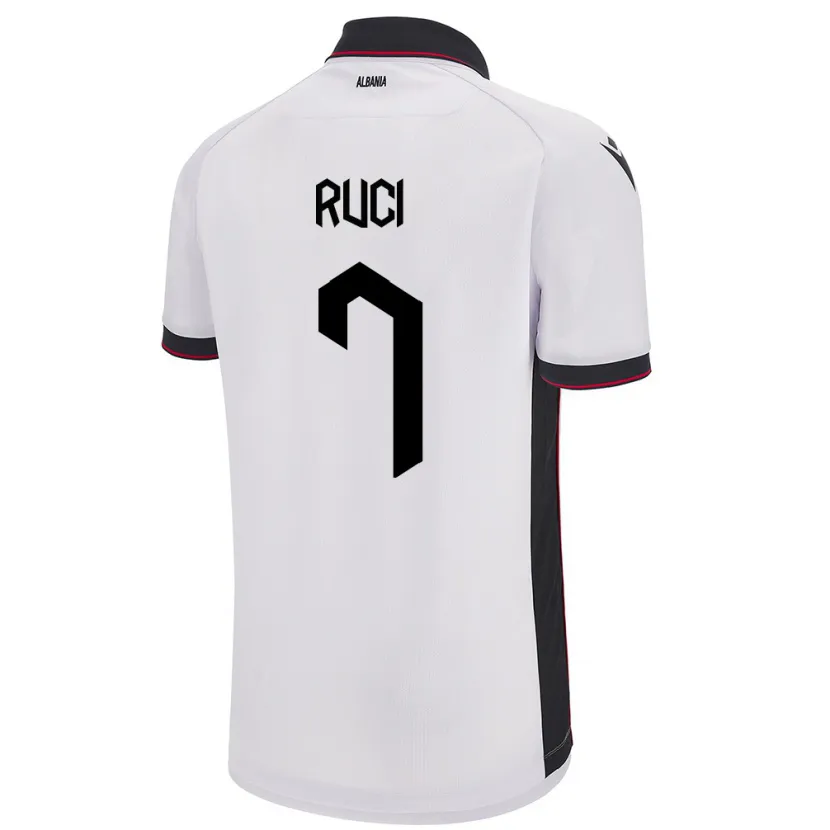 Danxen Donna Maglia Albania Flamur Ruci #7 Bianco Kit Gara Away 24-26 Maglietta