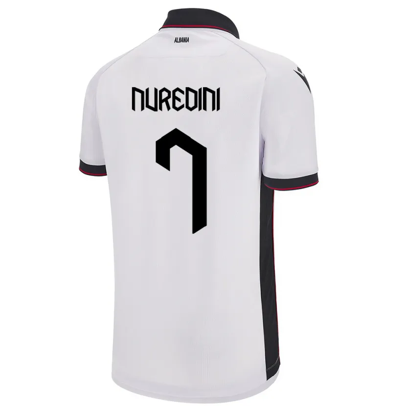 Danxen Donna Maglia Albania Joi Nuredini #7 Bianco Kit Gara Away 24-26 Maglietta