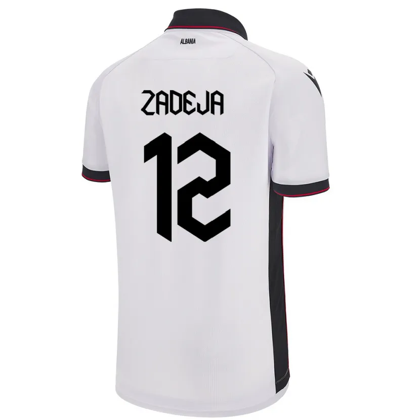 Danxen Donna Maglia Albania Darius Zadeja #12 Bianco Kit Gara Away 24-26 Maglietta
