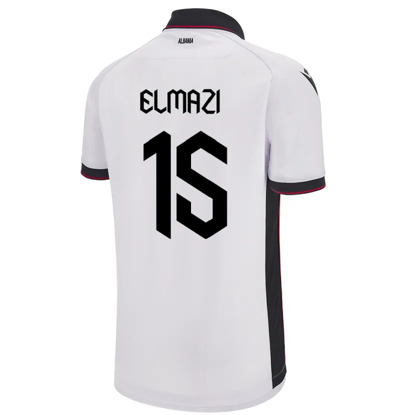 Danxen Donna Maglia Albania Enea Elmazi #15 Bianco Kit Gara Away 24-26 Maglietta