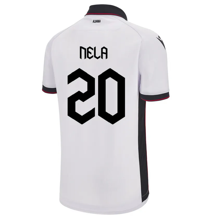 Danxen Donna Maglia Albania Rinaldo Nela #20 Bianco Kit Gara Away 24-26 Maglietta