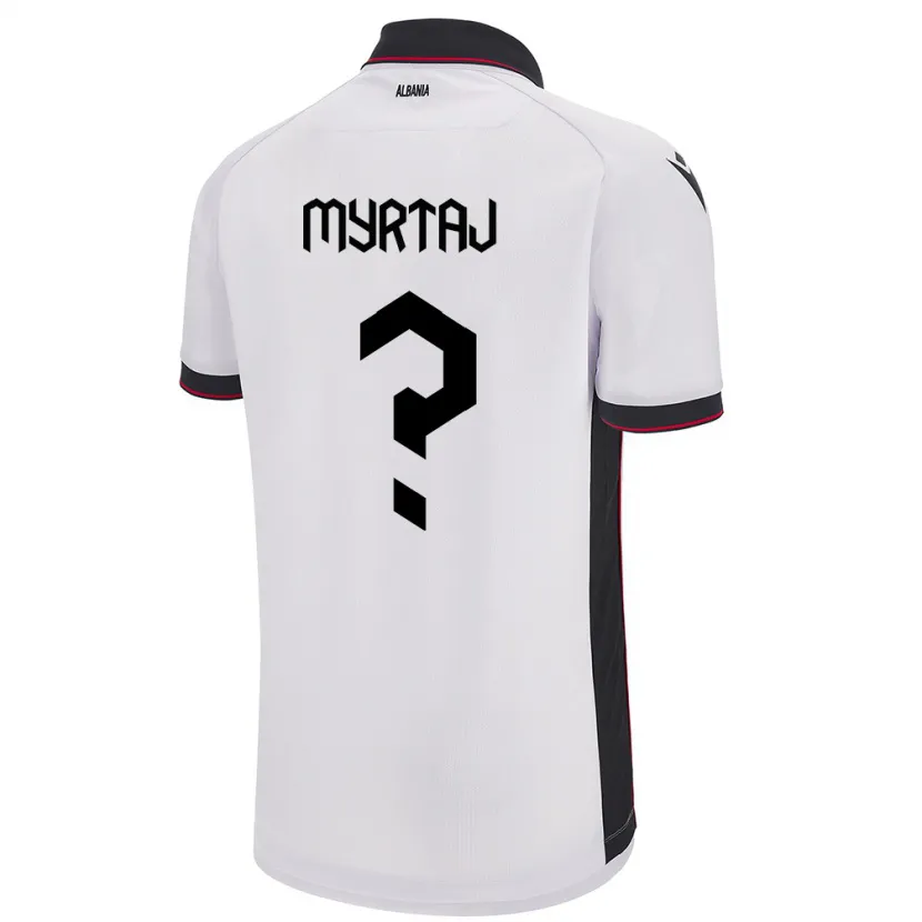 Danxen Donna Maglia Albania Leon Myrtaj #0 Bianco Kit Gara Away 24-26 Maglietta
