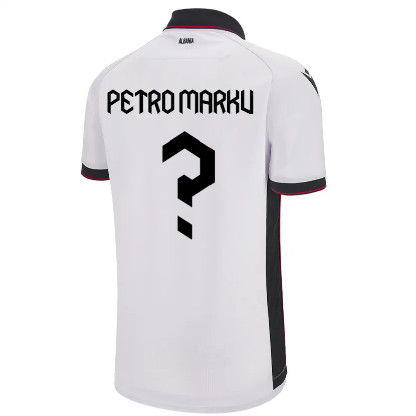 Danxen Donna Maglia Albania Petro Marku #0 Bianco Kit Gara Away 24-26 Maglietta