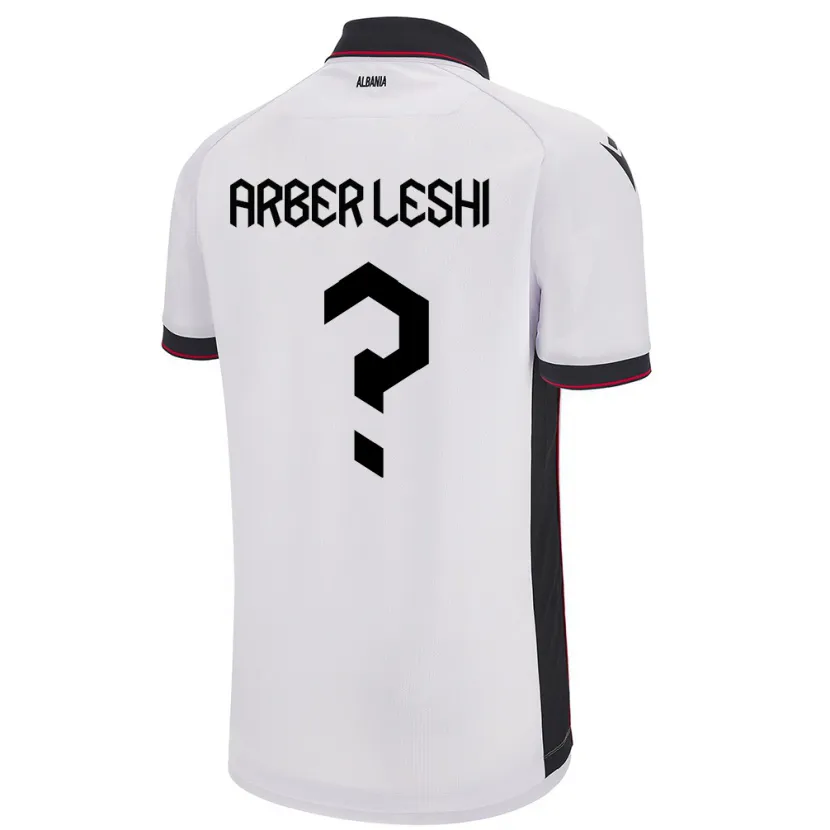 Danxen Donna Maglia Albania Arber Leshi #0 Bianco Kit Gara Away 24-26 Maglietta