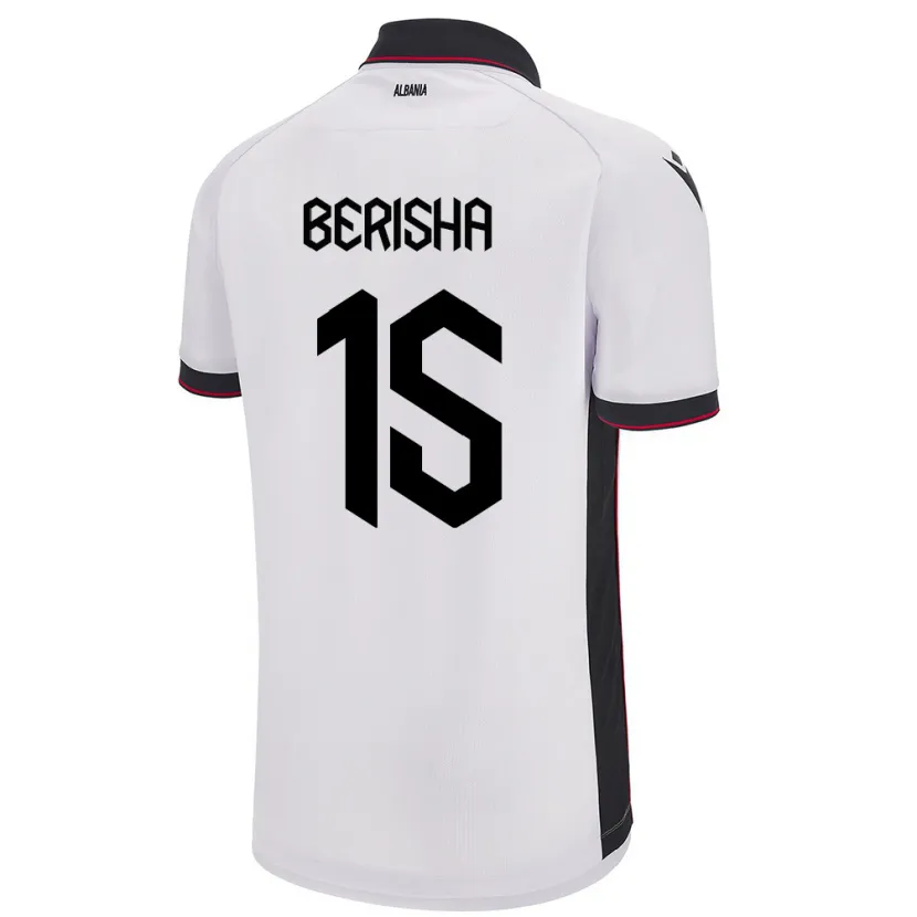 Danxen Donna Maglia Albania Gresa Berisha #15 Bianco Kit Gara Away 24-26 Maglietta