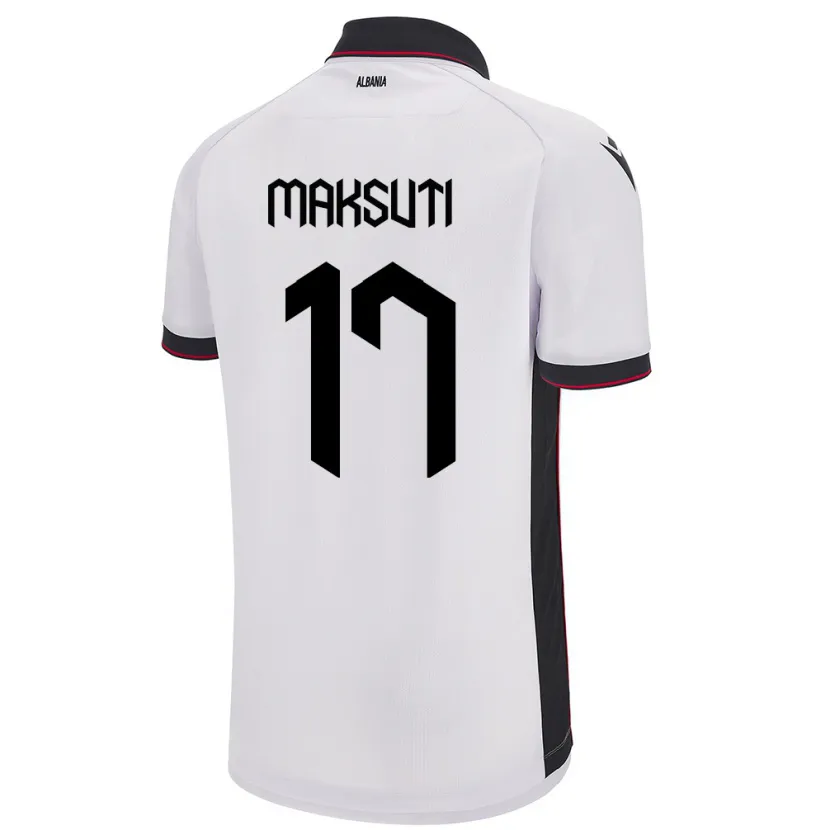 Danxen Donna Maglia Albania Kristina Maksuti #17 Bianco Kit Gara Away 24-26 Maglietta