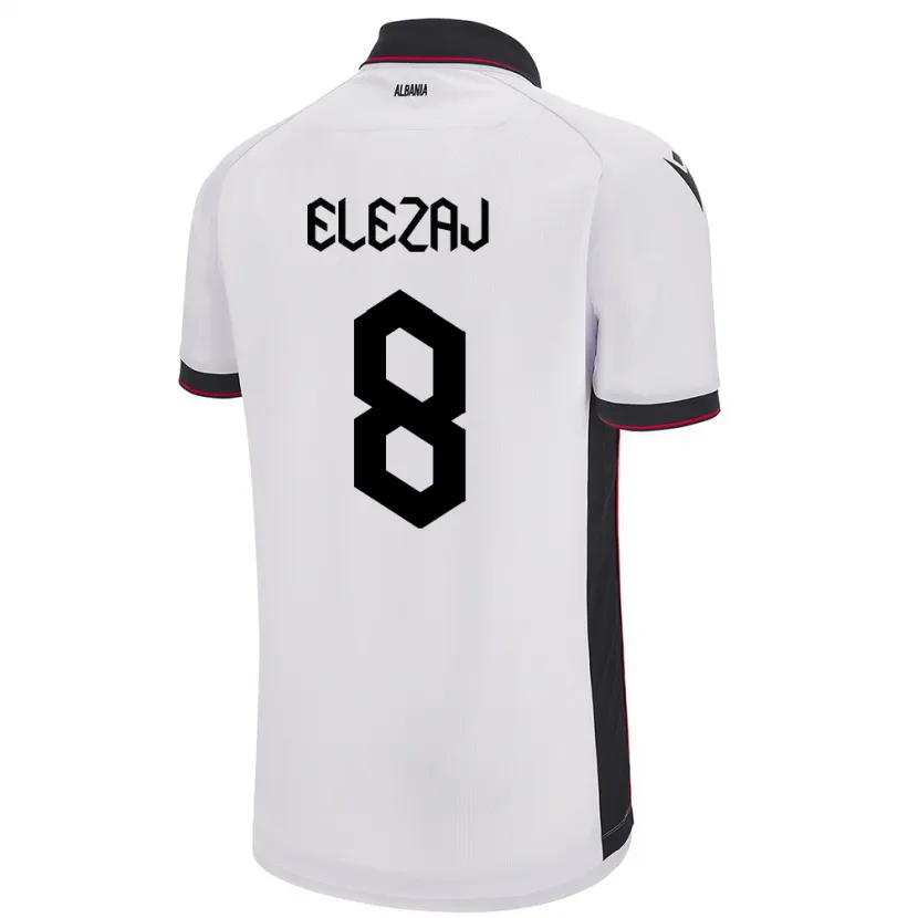 Danxen Donna Maglia Albania Endrina Elezaj #8 Bianco Kit Gara Away 24-26 Maglietta
