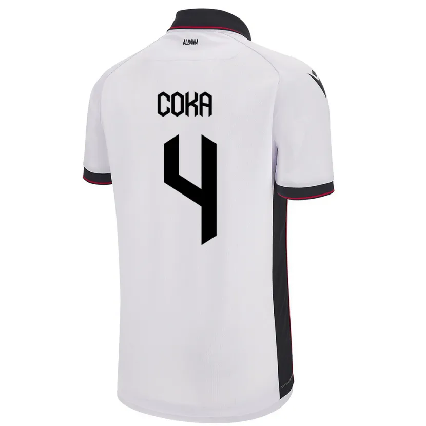 Danxen Donna Maglia Albania Jehona Coka #4 Bianco Kit Gara Away 24-26 Maglietta