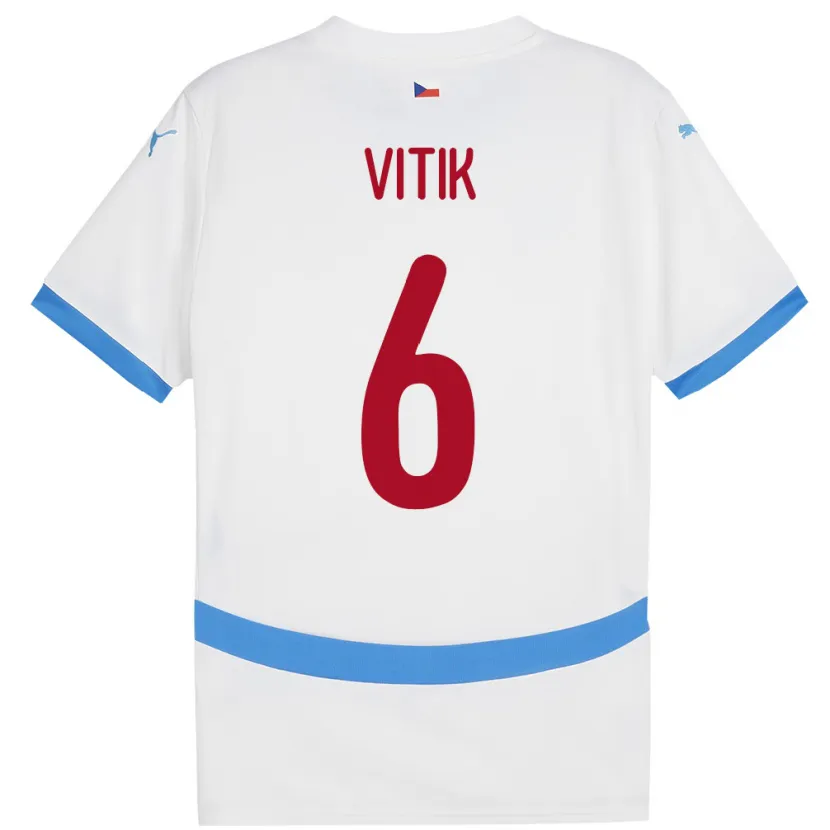 Danxen Donna Maglia Cechia Martin Vitík #6 Bianco Kit Gara Away 24-26 Maglietta