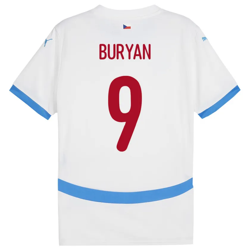Danxen Donna Maglia Cechia Jan Buryan #9 Bianco Kit Gara Away 24-26 Maglietta