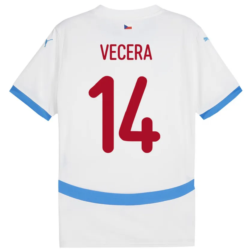Danxen Donna Maglia Cechia Filip Vecera #14 Bianco Kit Gara Away 24-26 Maglietta