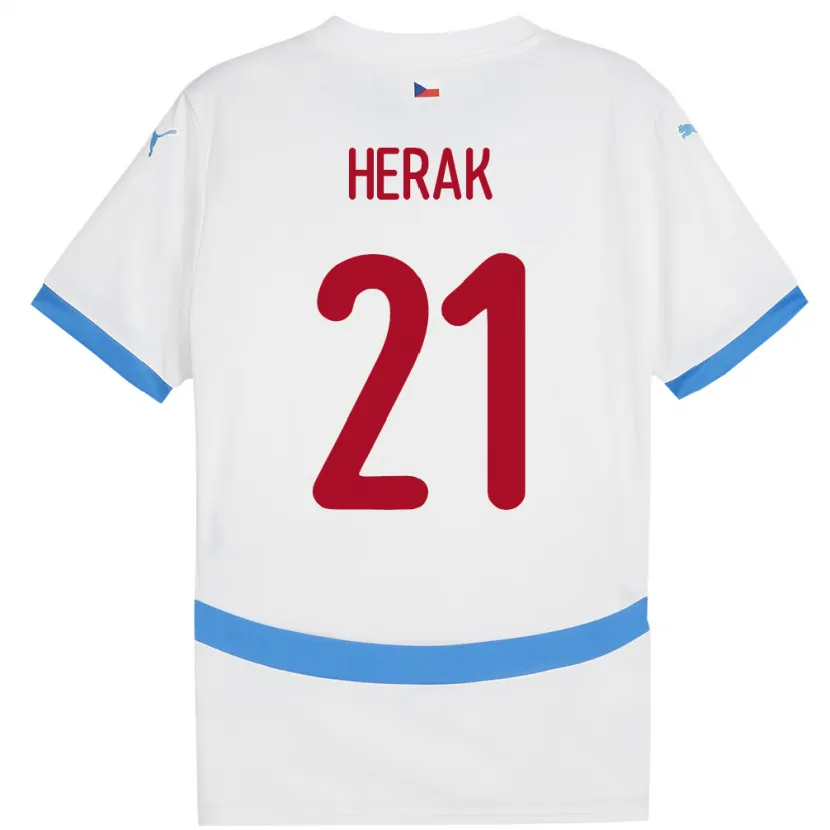 Danxen Donna Maglia Cechia Frantisek Herak #21 Bianco Kit Gara Away 24-26 Maglietta
