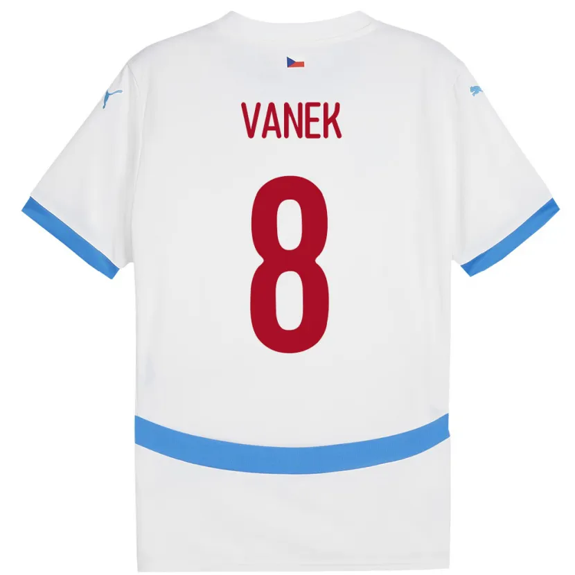 Danxen Donna Maglia Cechia Lukas Vanek #8 Bianco Kit Gara Away 24-26 Maglietta