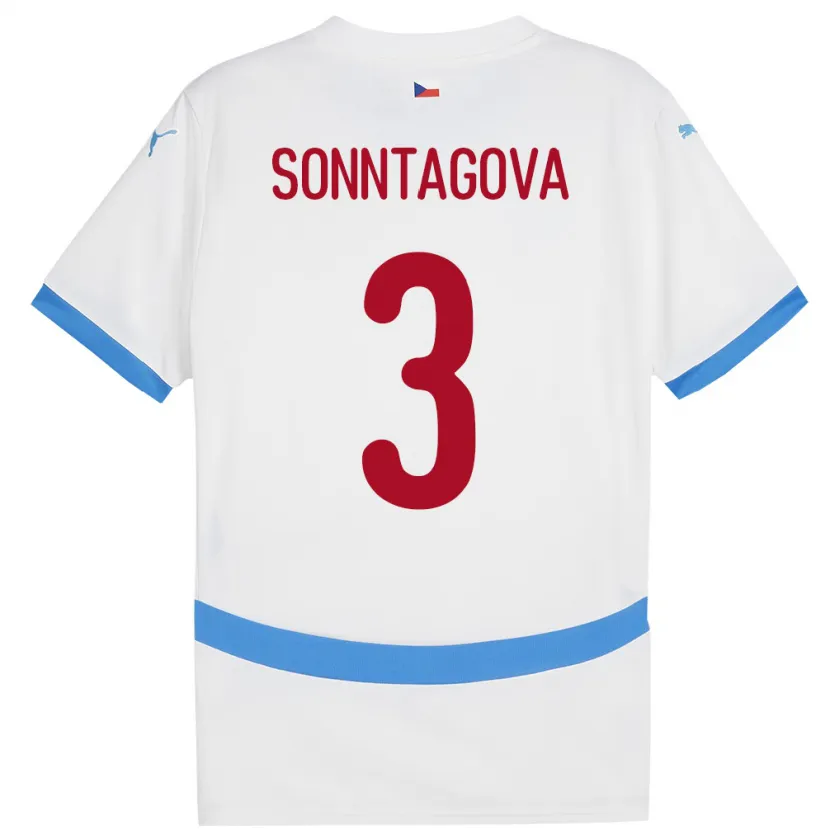Danxen Donna Maglia Cechia Eliška Sonntagová #3 Bianco Kit Gara Away 24-26 Maglietta