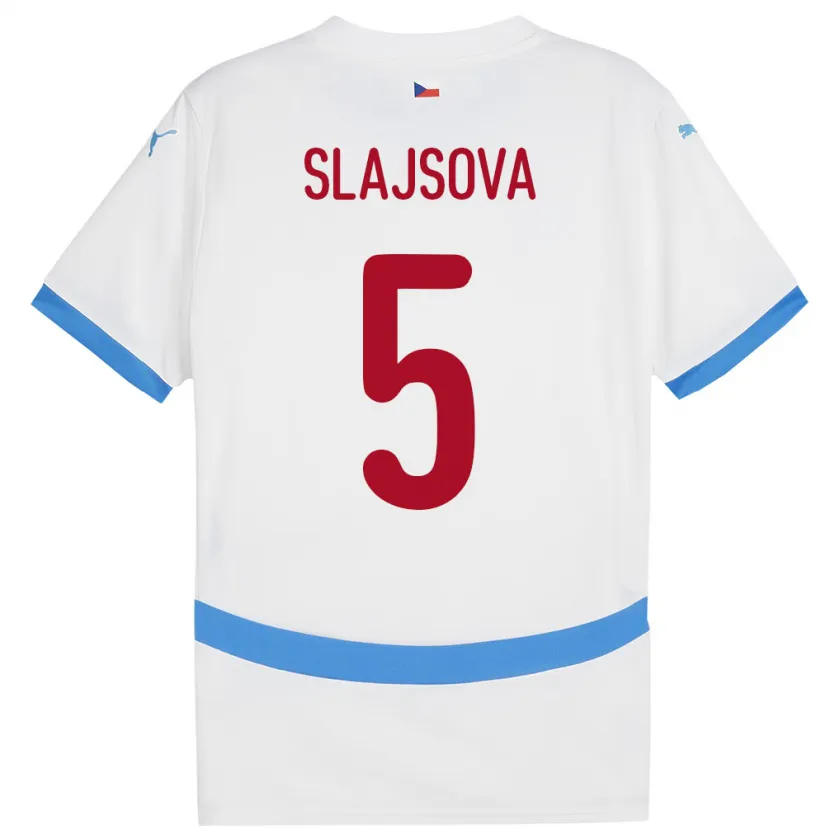 Danxen Donna Maglia Cechia Gabriela Šlajsová #5 Bianco Kit Gara Away 24-26 Maglietta