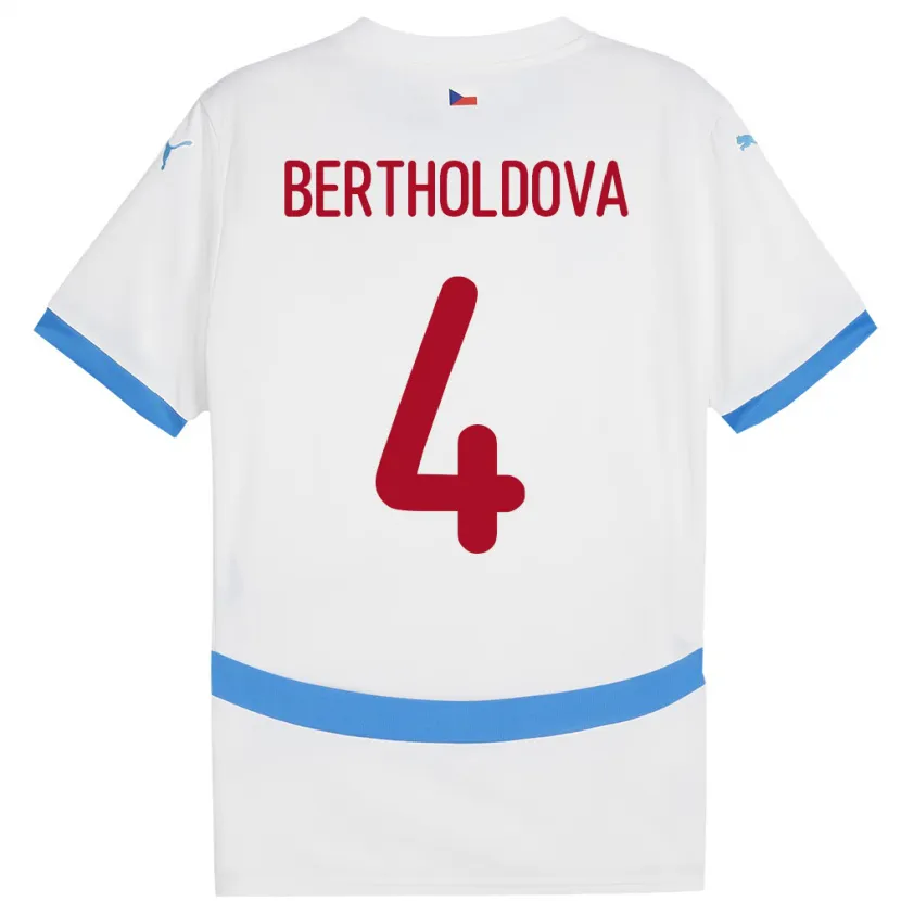 Danxen Donna Maglia Cechia Petra Bertholdová #4 Bianco Kit Gara Away 24-26 Maglietta