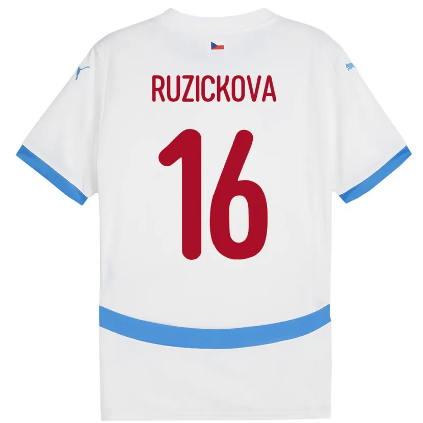 Danxen Donna Maglia Cechia Barbora Růžičková #16 Bianco Kit Gara Away 24-26 Maglietta