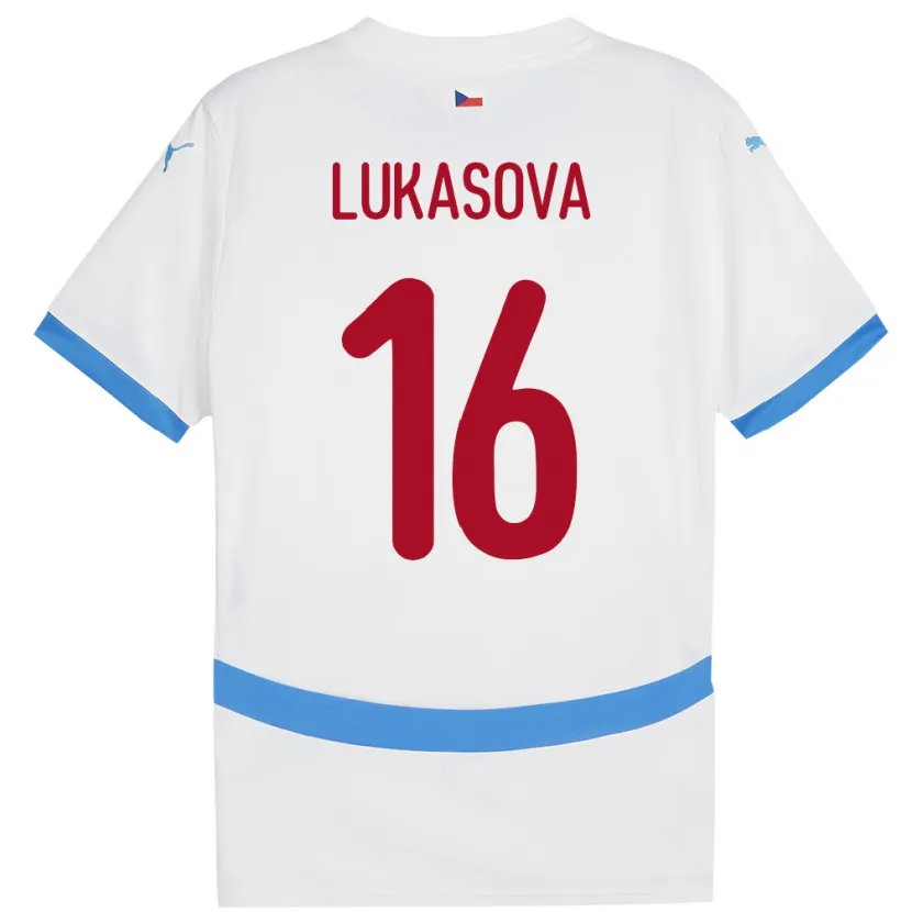 Danxen Donna Maglia Cechia Olivie Lukášová #16 Bianco Kit Gara Away 24-26 Maglietta