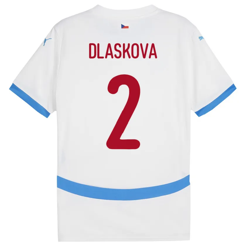 Danxen Donna Maglia Cechia Anna Dlasková #2 Bianco Kit Gara Away 24-26 Maglietta