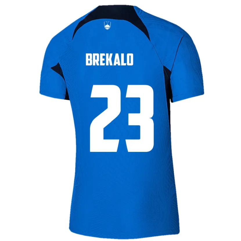 Danxen Donna Maglia Slovenia David Brekalo #23 Blu Kit Gara Away 24-26 Maglietta