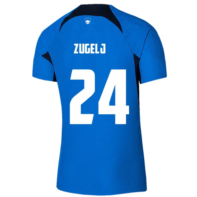 Danxen Donna Maglia Slovenia Nino Zugelj #24 Blu Kit Gara Away 24-26 Maglietta