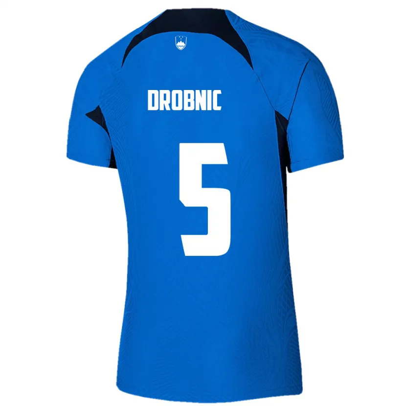 Danxen Donna Maglia Slovenia Dominik Drobnic #5 Blu Kit Gara Away 24-26 Maglietta