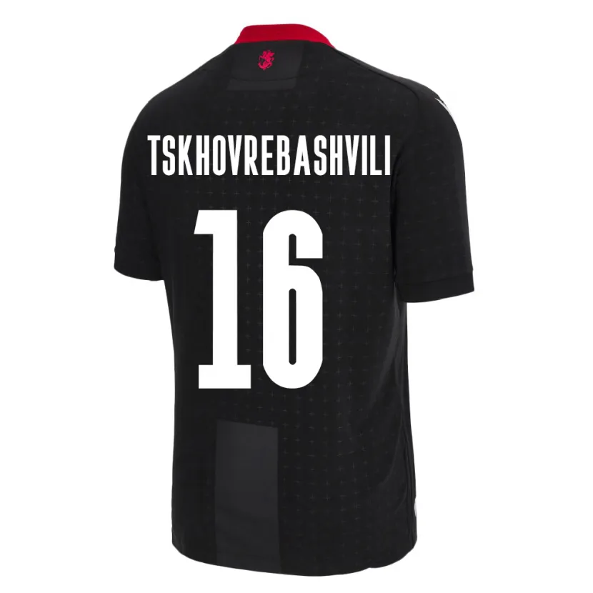 Danxen Donna Maglia Georgia Nikoloz Tskhovrebashvili #16 Nero Kit Gara Away 24-26 Maglietta