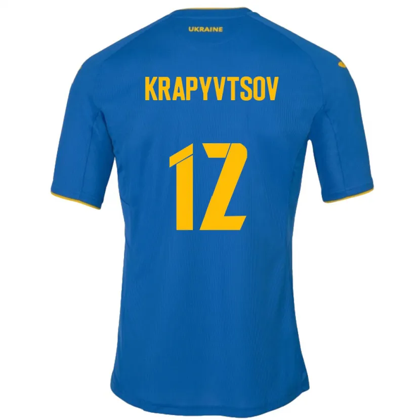 Danxen Donna Maglia Ucraina Vladyslav Krapyvtsov #12 Blu Kit Gara Away 24-26 Maglietta
