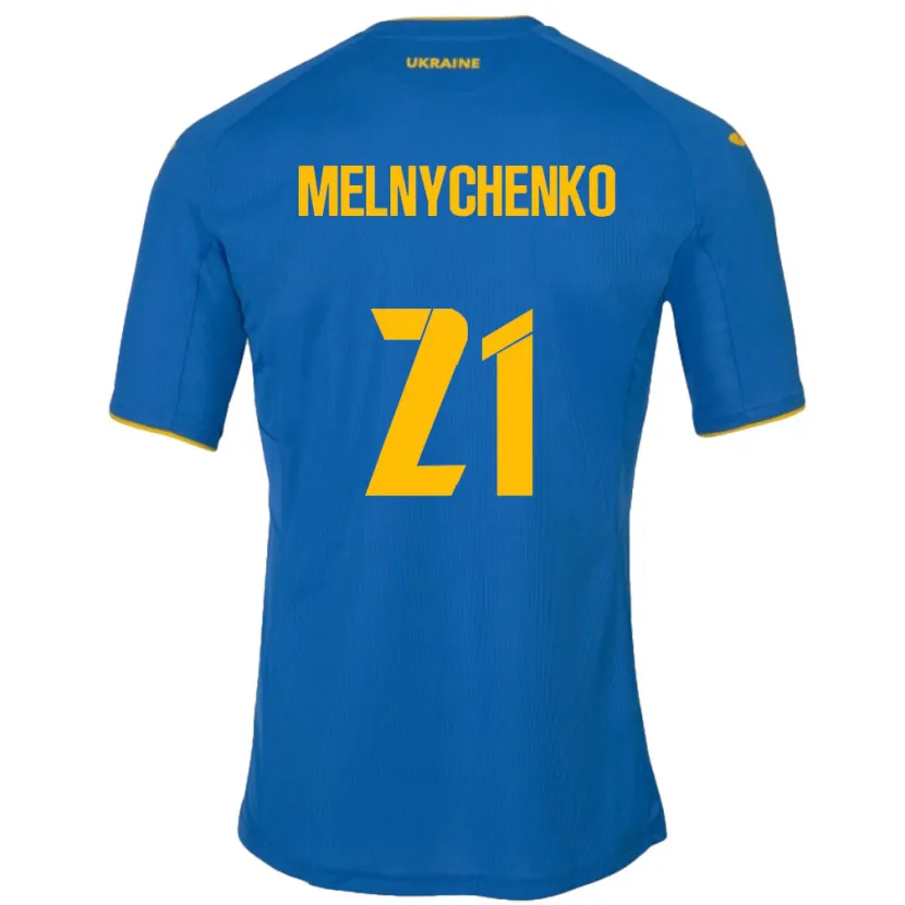 Danxen Donna Maglia Ucraina Maksym Melnychenko #21 Blu Kit Gara Away 24-26 Maglietta