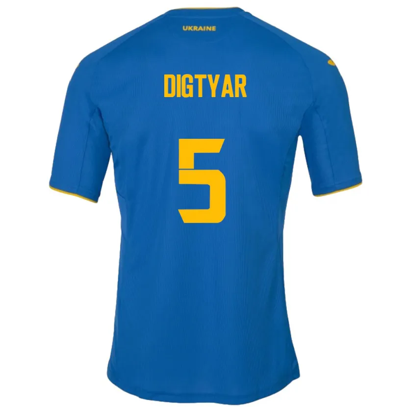 Danxen Donna Maglia Ucraina Kyrylo Digtyar #5 Blu Kit Gara Away 24-26 Maglietta
