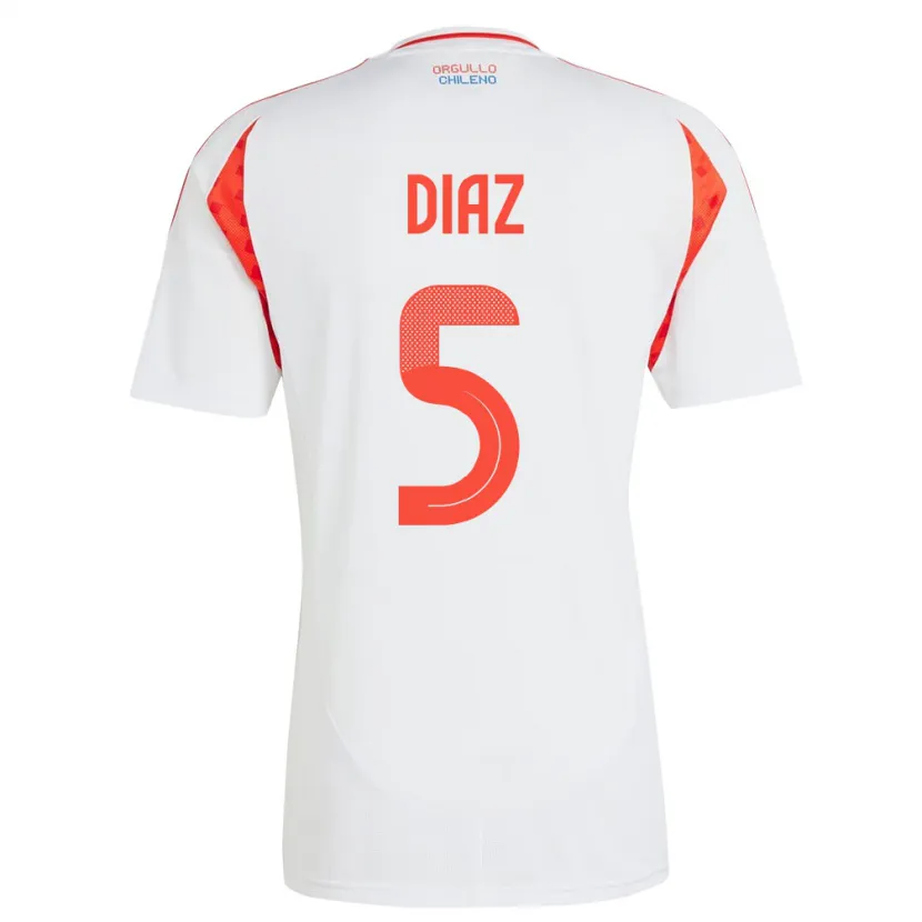 Danxen Donna Maglia Cile Paulo Díaz #5 Bianco Kit Gara Away 24-26 Maglietta