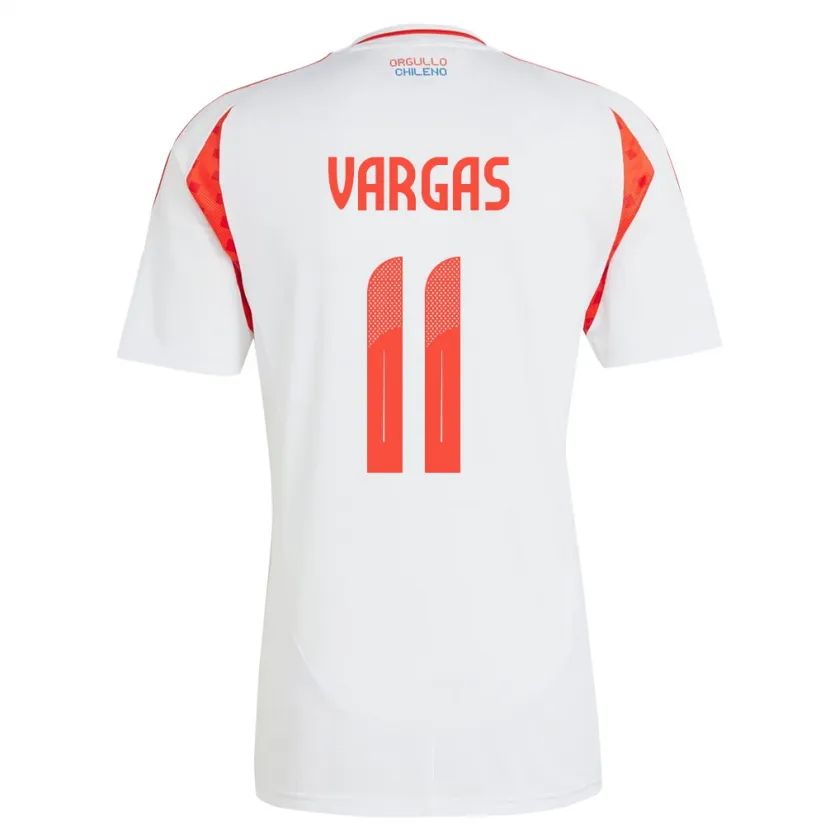 Danxen Donna Maglia Cile Eduardo Vargas #11 Bianco Kit Gara Away 24-26 Maglietta