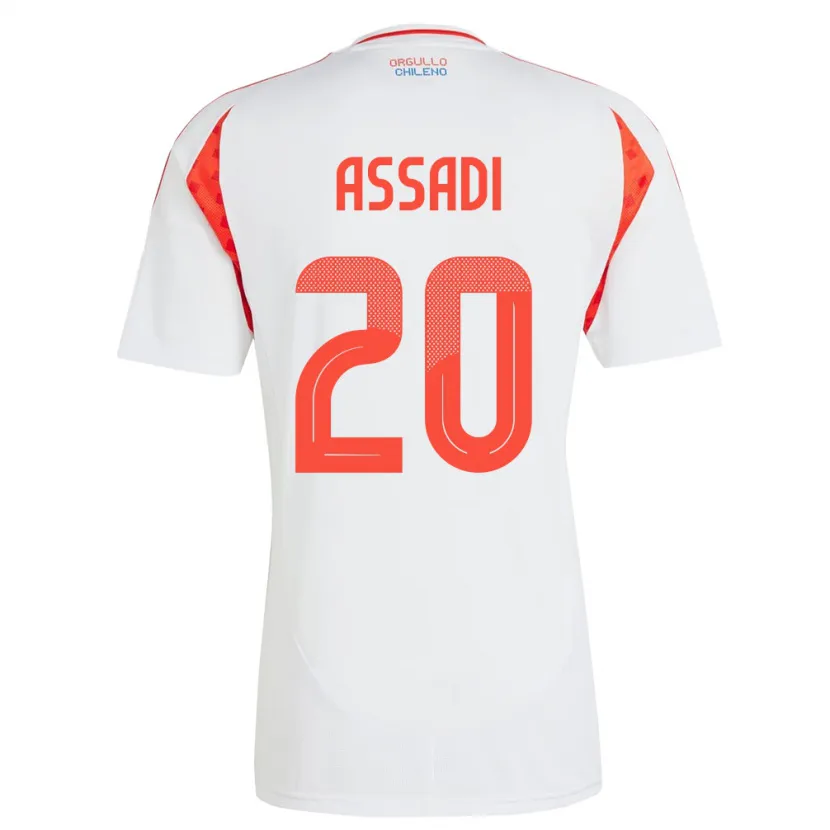 Danxen Donna Maglia Cile Lucas Assadi #20 Bianco Kit Gara Away 24-26 Maglietta