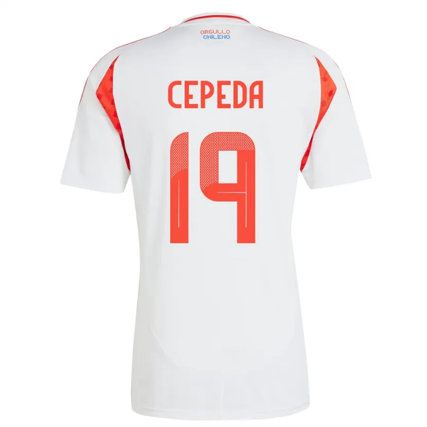 Danxen Donna Maglia Cile Lucas Cepeda #19 Bianco Kit Gara Away 24-26 Maglietta