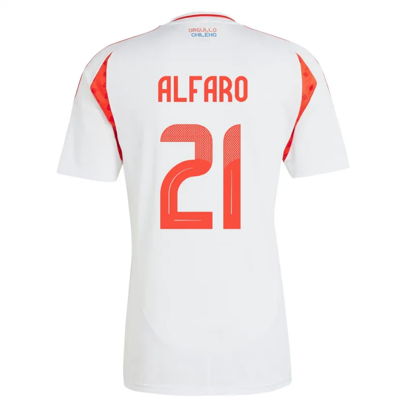 Danxen Donna Maglia Cile Julián Alfaro #21 Bianco Kit Gara Away 24-26 Maglietta