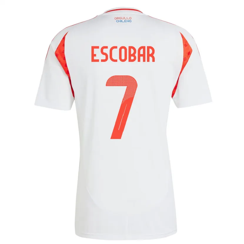 Danxen Donna Maglia Cile Bastián Escobar #7 Bianco Kit Gara Away 24-26 Maglietta