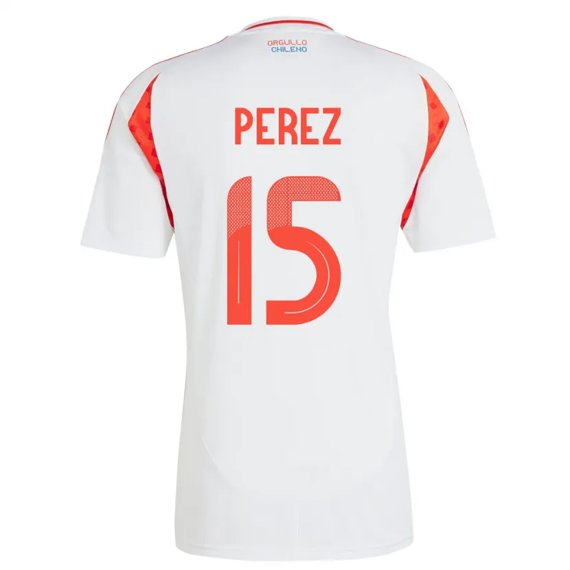 Danxen Donna Maglia Cile Ignacio Pérez #15 Bianco Kit Gara Away 24-26 Maglietta