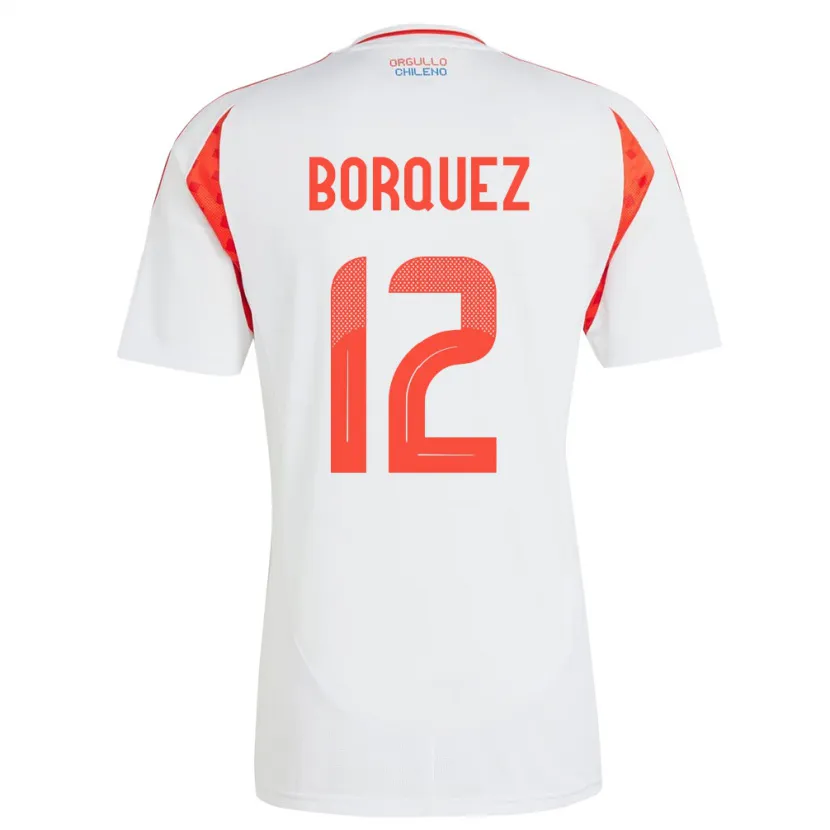 Danxen Donna Maglia Cile Gabriela Bórquez #12 Bianco Kit Gara Away 24-26 Maglietta