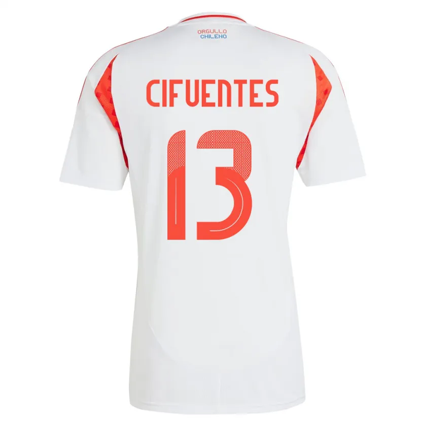 Danxen Donna Maglia Cile Anaís Cifuentes #13 Bianco Kit Gara Away 24-26 Maglietta