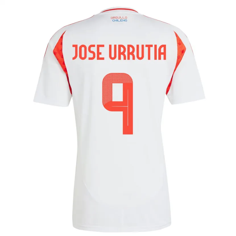 Danxen Donna Maglia Cile María José Urrutia #9 Bianco Kit Gara Away 24-26 Maglietta
