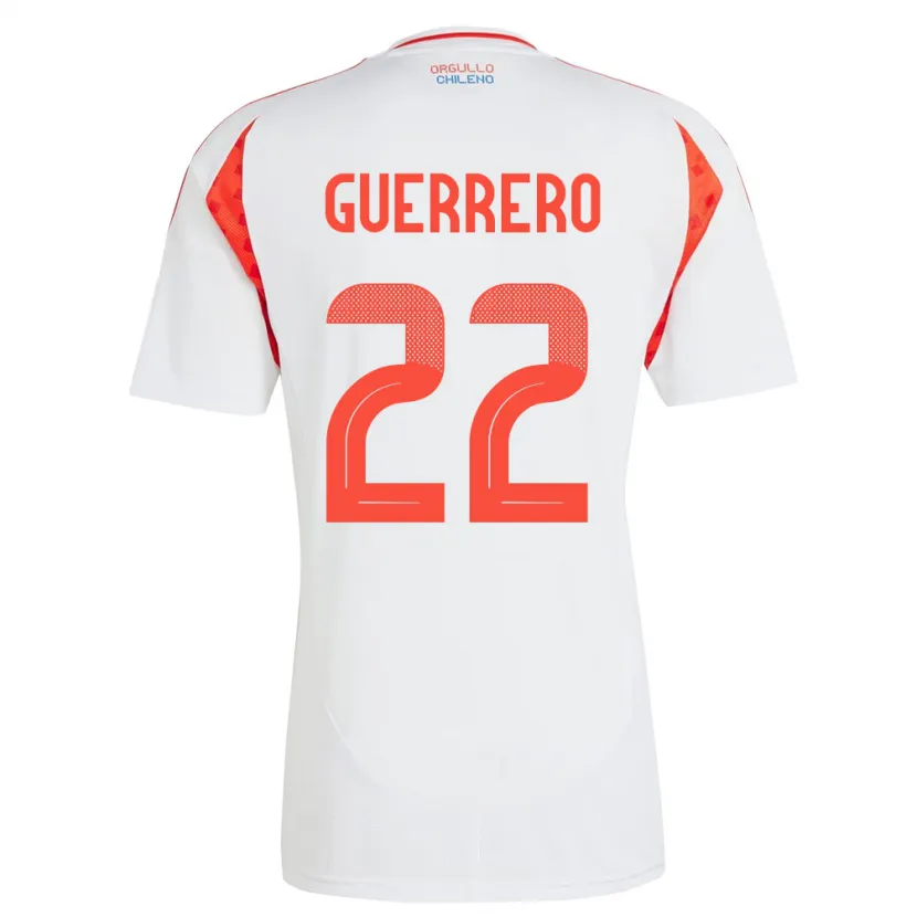 Danxen Donna Maglia Cile Kathalina Guerrero #22 Bianco Kit Gara Away 24-26 Maglietta
