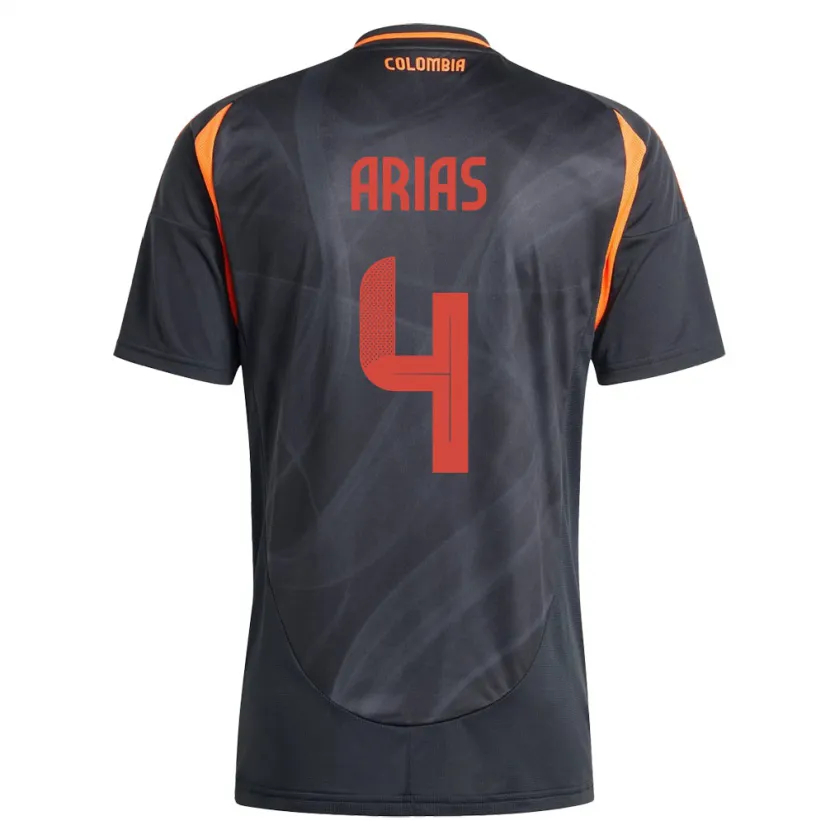 Danxen Donna Maglia Colombia Santiago Arias #4 Nero Kit Gara Away 24-26 Maglietta