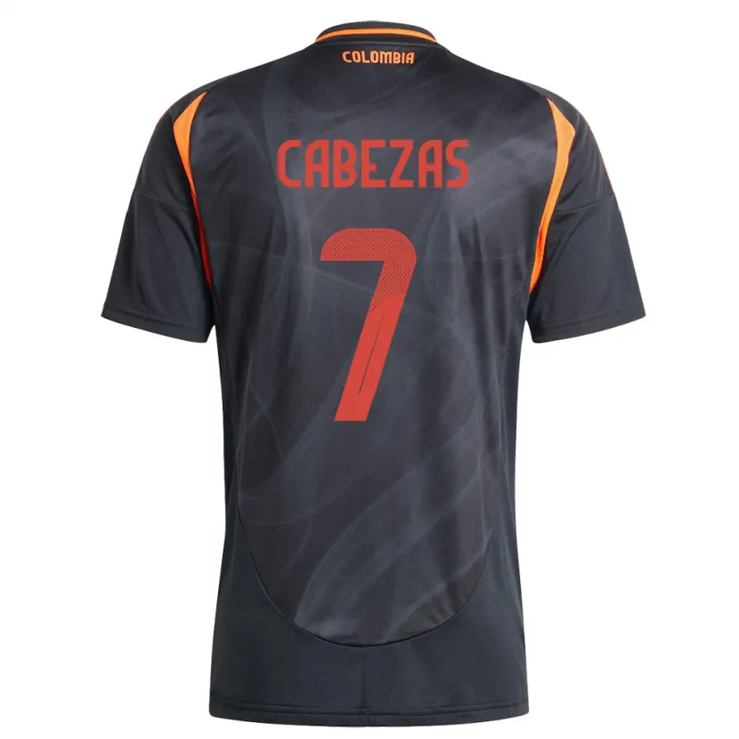 Danxen Donna Maglia Colombia Jorge Cabezas #7 Nero Kit Gara Away 24-26 Maglietta