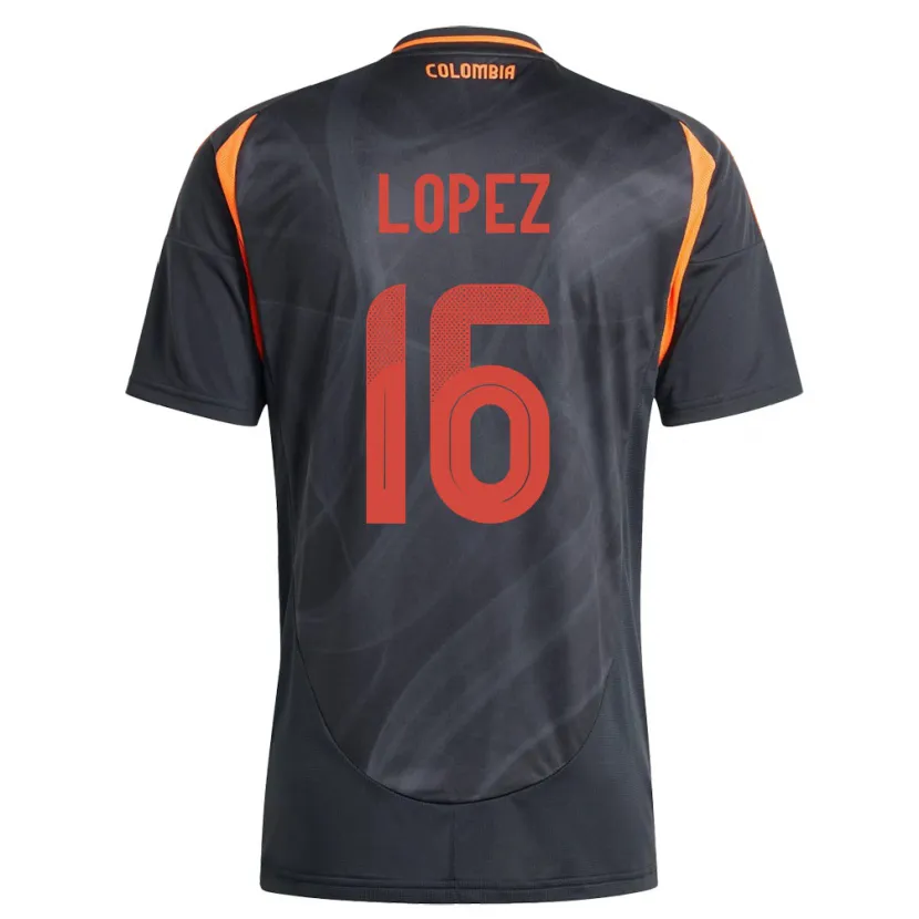 Danxen Donna Maglia Colombia William López #16 Nero Kit Gara Away 24-26 Maglietta