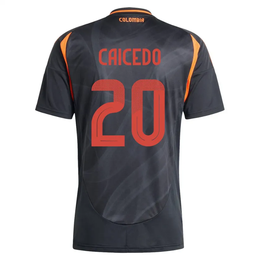 Danxen Donna Maglia Colombia Brayan Caicedo #20 Nero Kit Gara Away 24-26 Maglietta