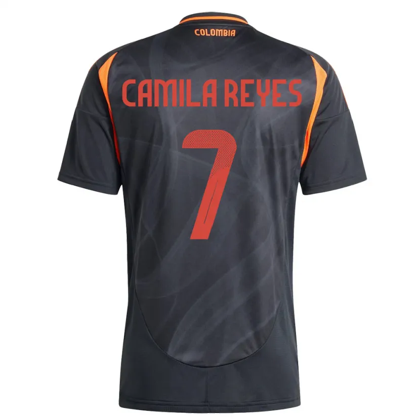 Danxen Donna Maglia Colombia María Camila Reyes #7 Nero Kit Gara Away 24-26 Maglietta